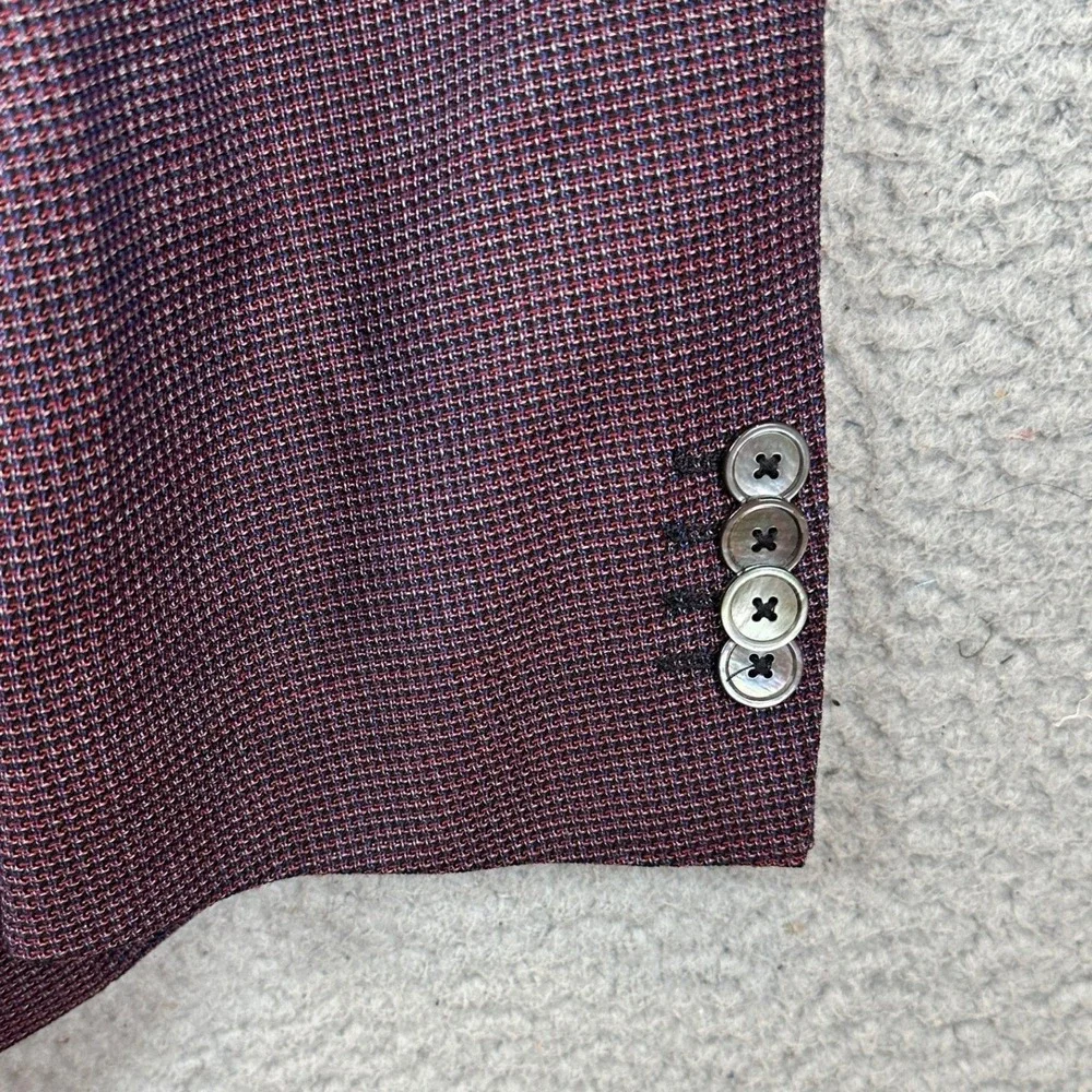 Hugo Boss Hutsons4 Virgin Wool Blazer Men 48R Purple Slim Lanificio Tesse Biella